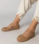 marka niezdefiniowana Brown women's ballet flats with rhinestones Bejla