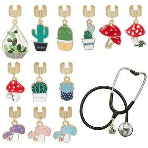 12Pcs Alloy Enamel Stethoscope Pendant Decorations