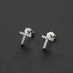 Brass Micro Pave Clear Cubic Zirconia Stud Earrings