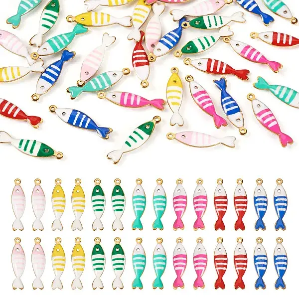 35Pcs 7 Colors Stainless Steel Enamel Pendants