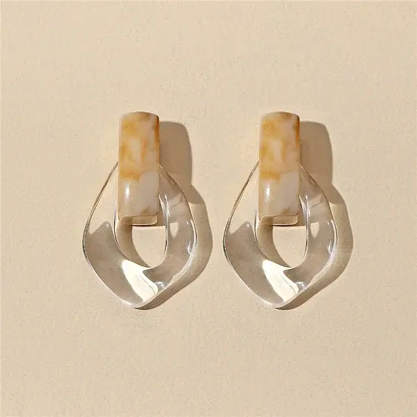Oval Resin Dangle Stud Earrings