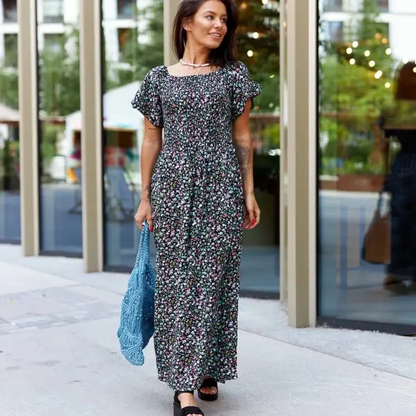UR/CEO Black floral maxi dress Calabrese