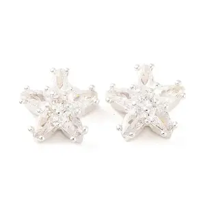 Brass Micro Pave Clear Cubic Zirconia Beads