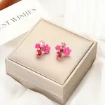 Flower Alloy Glass Stud Earrings