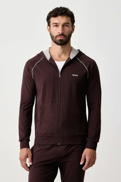 BOSS  rozepínací mikina s kapucí pánská bavlněná s elastanem Mix&Match Jacket H