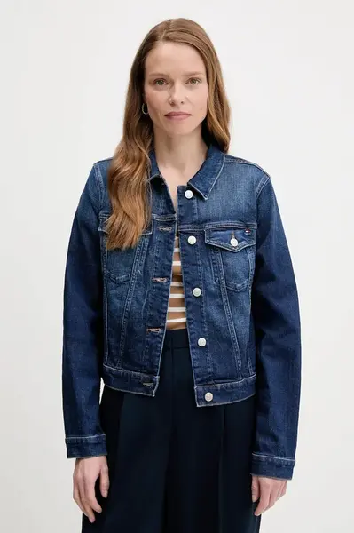 Džínová bunda Tommy Hilfiger tmavomodrá barva, přechodná, WW0WW45663