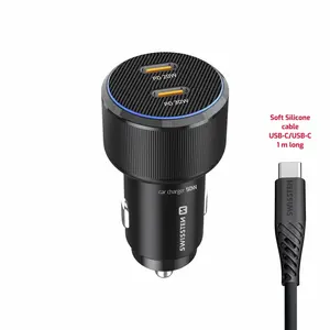 Swissten CL Adaptér 2x USB-C PD, 50W černá + USB-C / USB-C, 1m kabel