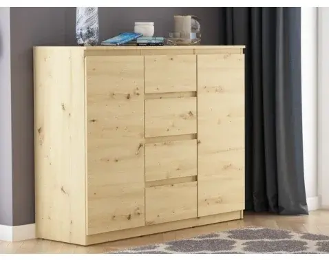 Široká komoda so 4 zásuvkami Carlos, dub artisan, 120 cm%
