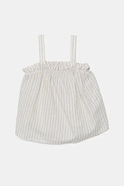 Dětský lněný top United Colors of Benetton béžová barva, 59Y6CH00A