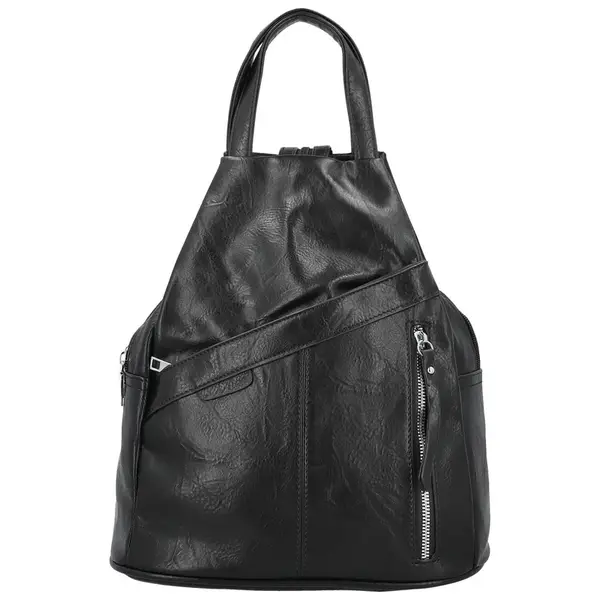Trendy dámský koženkový batoh Beata, černý