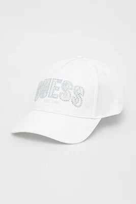 Kšiltovka Guess INES dámská, bílá barva, hladká, W5GZ15 WEGD0