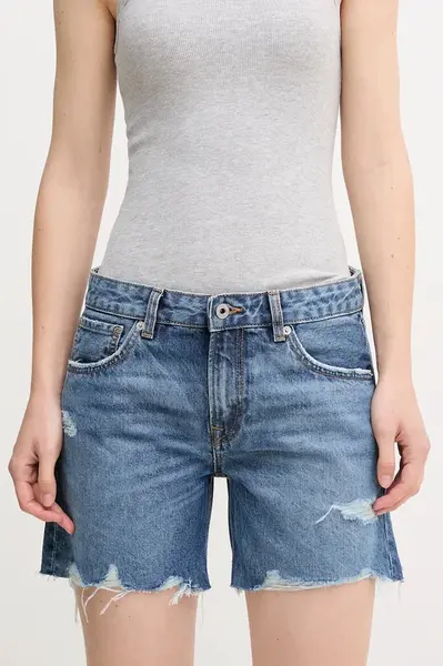 Pepe Jeans  Bavlněné riflové kraťasy  REGULAR SHORT MW DISTRESSED