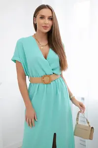 Kesi Włoski Dlhé šaty s ozdobným opaskom svetlofialová