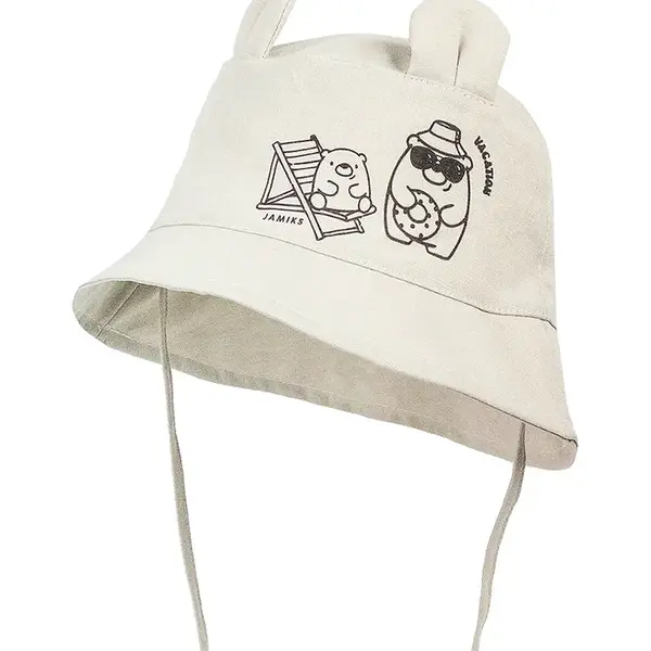 Dětský lněný klobouk Jamiks TADI šedá barva, JLH063