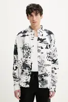 Košile Desigual MOTO pánská, bílá barva, relaxed, s klasickým límcem, 25SMCW19