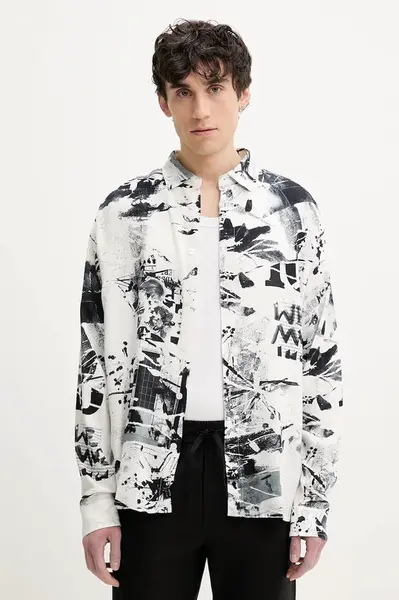 Košile Desigual MOTO pánská, bílá barva, relaxed, s klasickým límcem, 25SMCW19