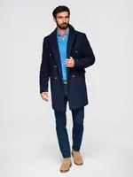 Ombre Men's double-breasted coat with decorative buttons - indigo