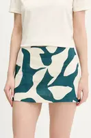 Lněná sukně Abercrombie & Fitch zelená barva, mini, KI143-5049