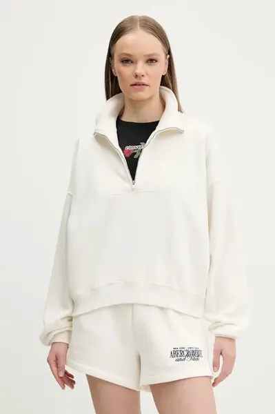 Mikina Hollister Co. dámská, béžová barva, hladká, KI352-5111