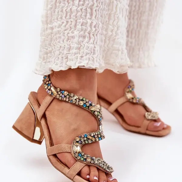 Dámske Sandále Na Podpätku S Kryštálmi Artiker