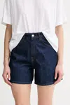 Kraťasy Marc O'Polo dámské, tmavomodrá barva, high waist, 5000006745
