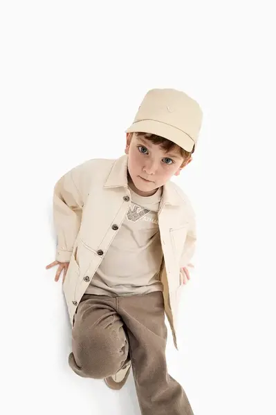 Bavlněná baseballová čepice Emporio Armani béžová barva, hladká, EB000328 AF14016