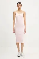 Šaty Tommy Jeans růžová barva, midi, přiléhavé, DW0DW20330
