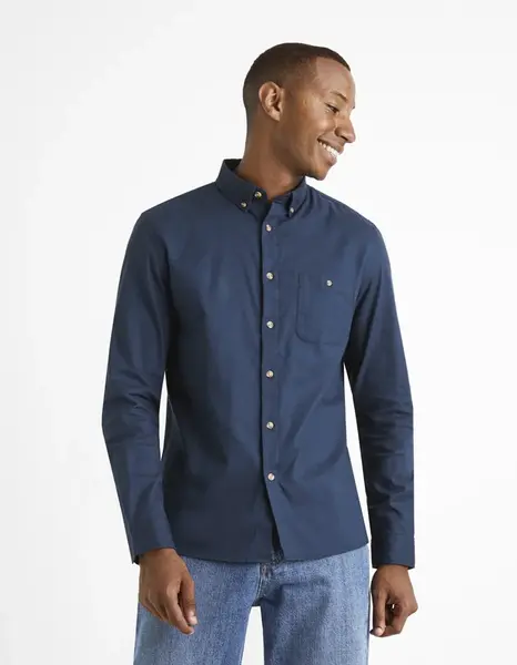 Celio Košile twill regular Carobone - Pánské