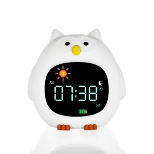 Zopa Silikonový dětský budík s nočním světlem a hudbou, Owl 2