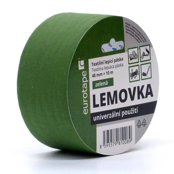 EUROTAPE Textilní lepící páska Lemovka, 48 mm, 10 m, různé barvy Barva: zelená