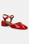 Kožené lodičky Billi Bi červená barva, na podpatku, s odkrytou patou, A8064