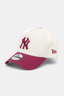 Bavlněná baseballová čepice New Era béžová barva, s aplikací, 60595241