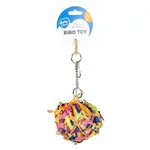 DUVO+ Závesná farebná hračka PINATA z morskej trávy, so skartovaným papierom a s drevom pre exoty S 8x12x23cm