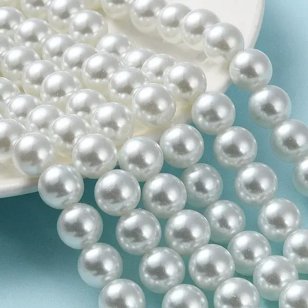 Baking Painted Pearlized Glass Pearl Round Bead Strands