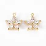 Brass Micro Pave Clear Cubic Zirconia Link Connectors