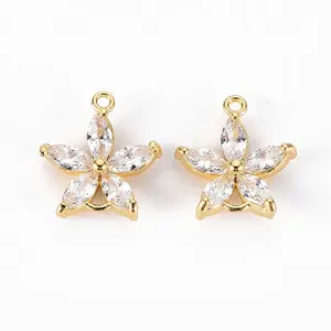 Brass Micro Pave Clear Cubic Zirconia Link Connectors