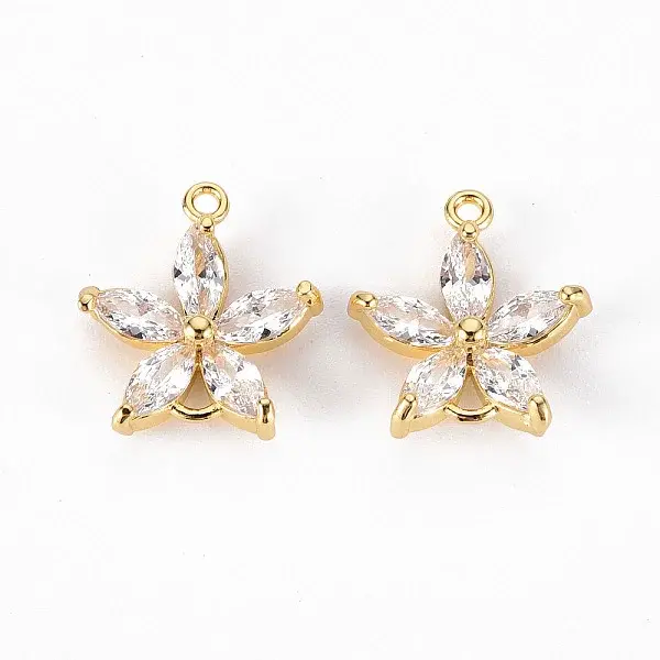 Brass Micro Pave Clear Cubic Zirconia Link Connectors