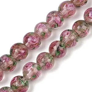 Handmade Glod Sand Lampwork Beads Strands