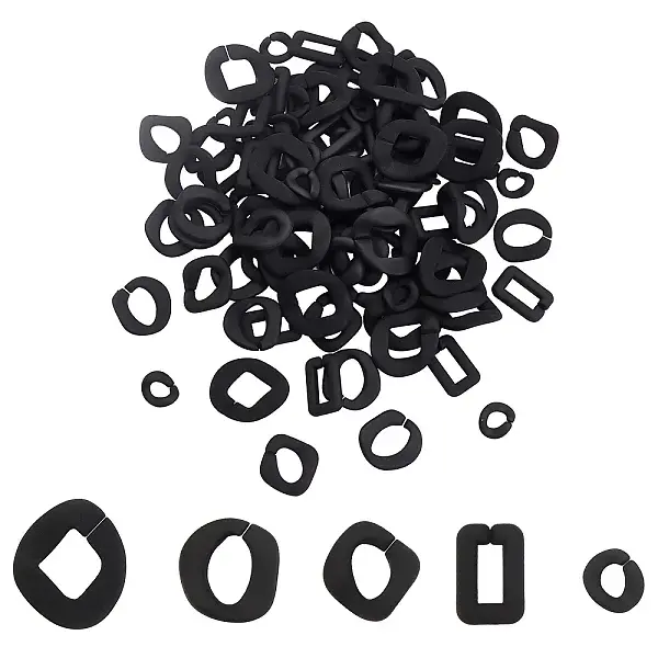 100Pcs 5 Styles Rubberized Style Acrylic Linking Rings