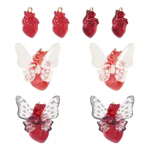 8Pcs 4 Styles Transparent Resin Pendants