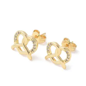 Rack Plating Brass Micro Pave Clear Cubic Zirconia Stud Earrings