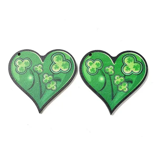 Saint Patrick's Day Single Face Printed Wood Pendants