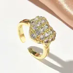 Brass Micro Pave Cubic Zirconia Cuff Open Rings
