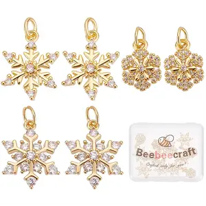 12Pcs 3 Style Brass Micro Pave Clear Cubic Zirconia Pendants