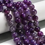 Faceted Natural Dragon Veins Agate Beads Strands