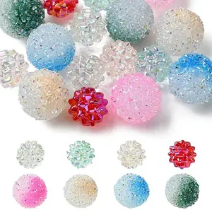 DIY Round Iridescent Transparent Resin & Frosted Acrylic Beads Jewelry Making Findings Kits