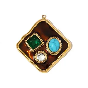 304 Stainless Steel Cubic Zirconia Pendants