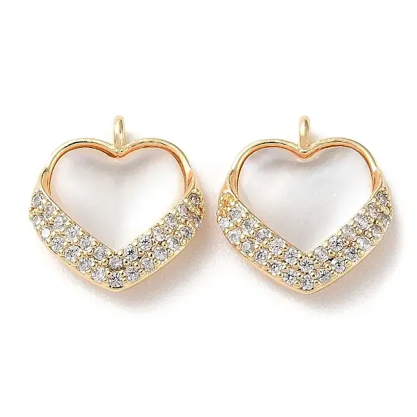 Brass Micro Pave Cubic Zirconia & Sea Shell Charms