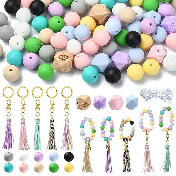 DIY Tassel & Silicone Beaded Keychain Making Kit