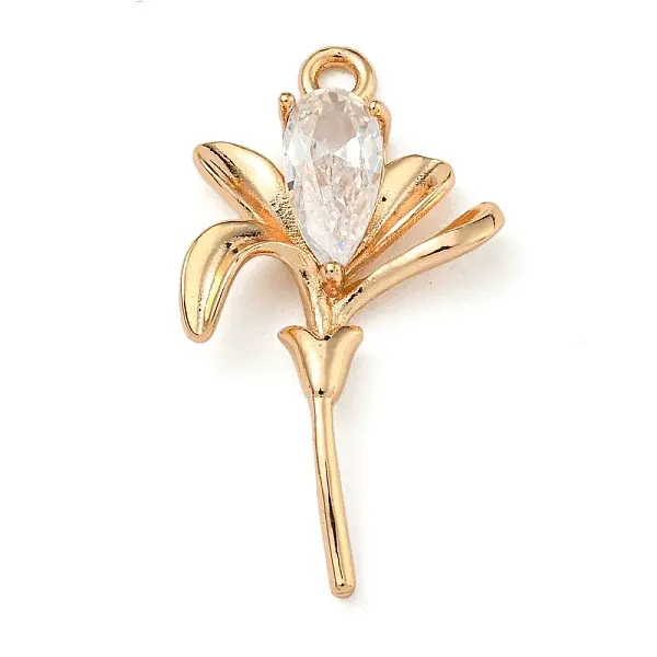 Brass Micro Pave Clear Cubic Zirconia Pendants